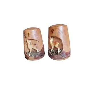 Vintage wooden S&P with plastic deer